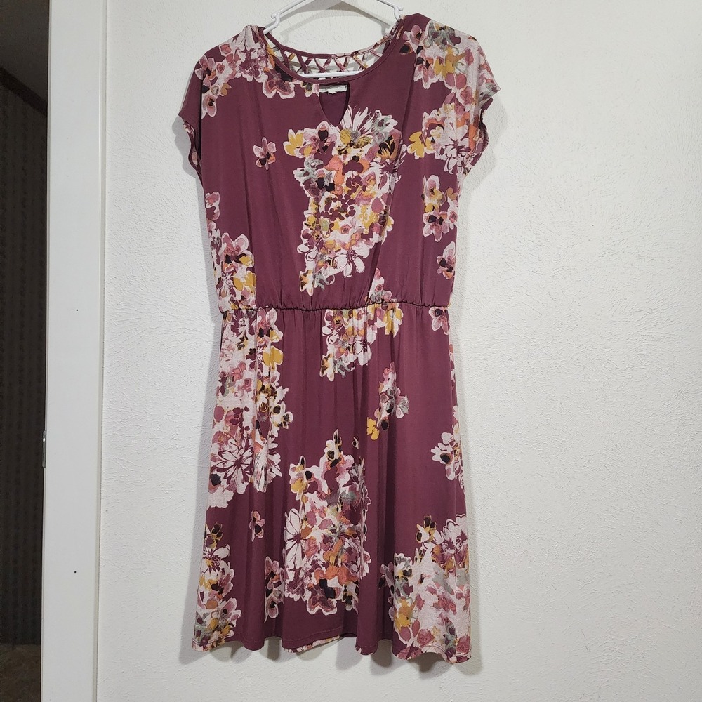 Maurice's Dress Women's Small Mini Elasticated Waist Floral‎ Pattern LatticeBack